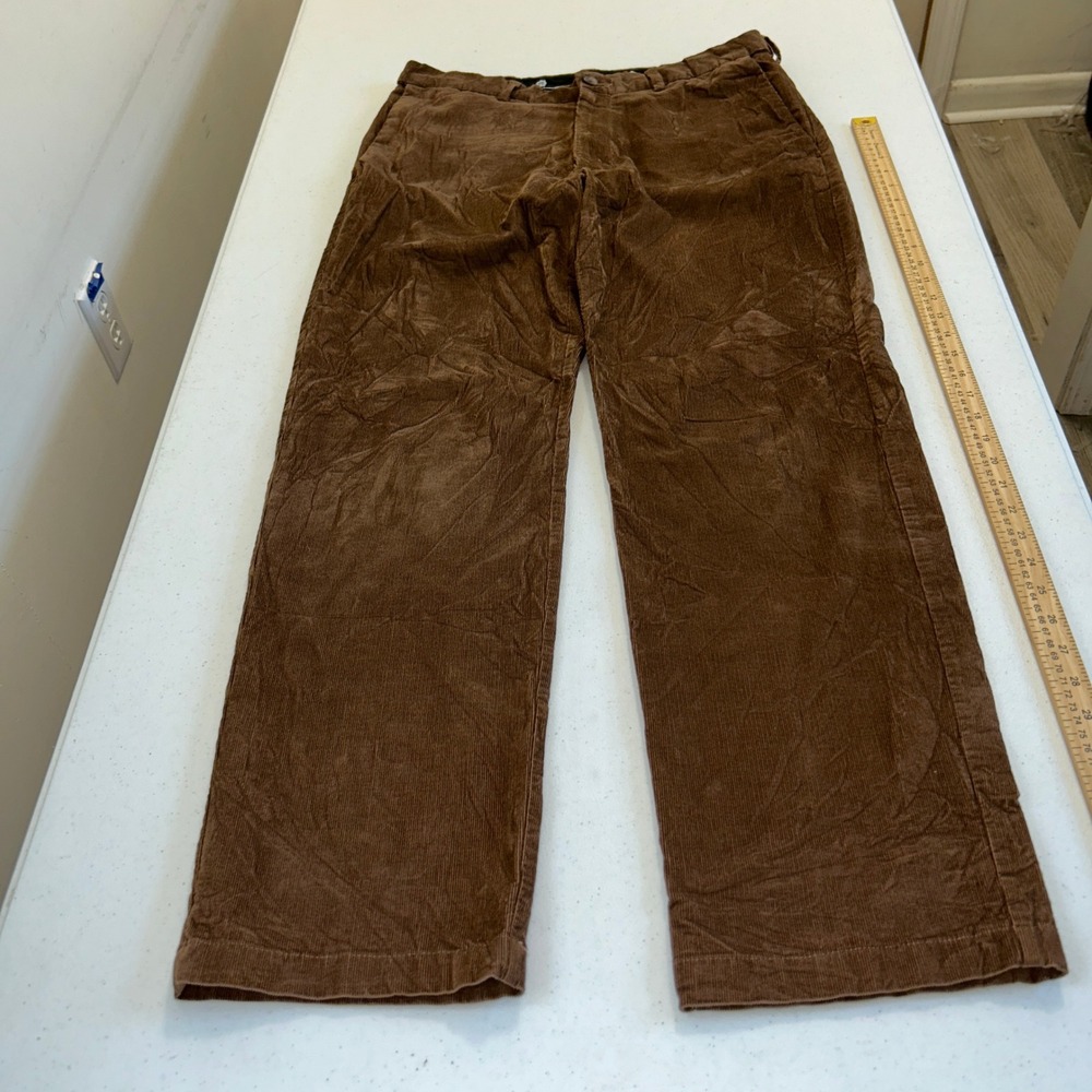 Haggar Mens Brown Corduroy Classic Fit Straight Leg Pants 34x32 Cotton Stretch